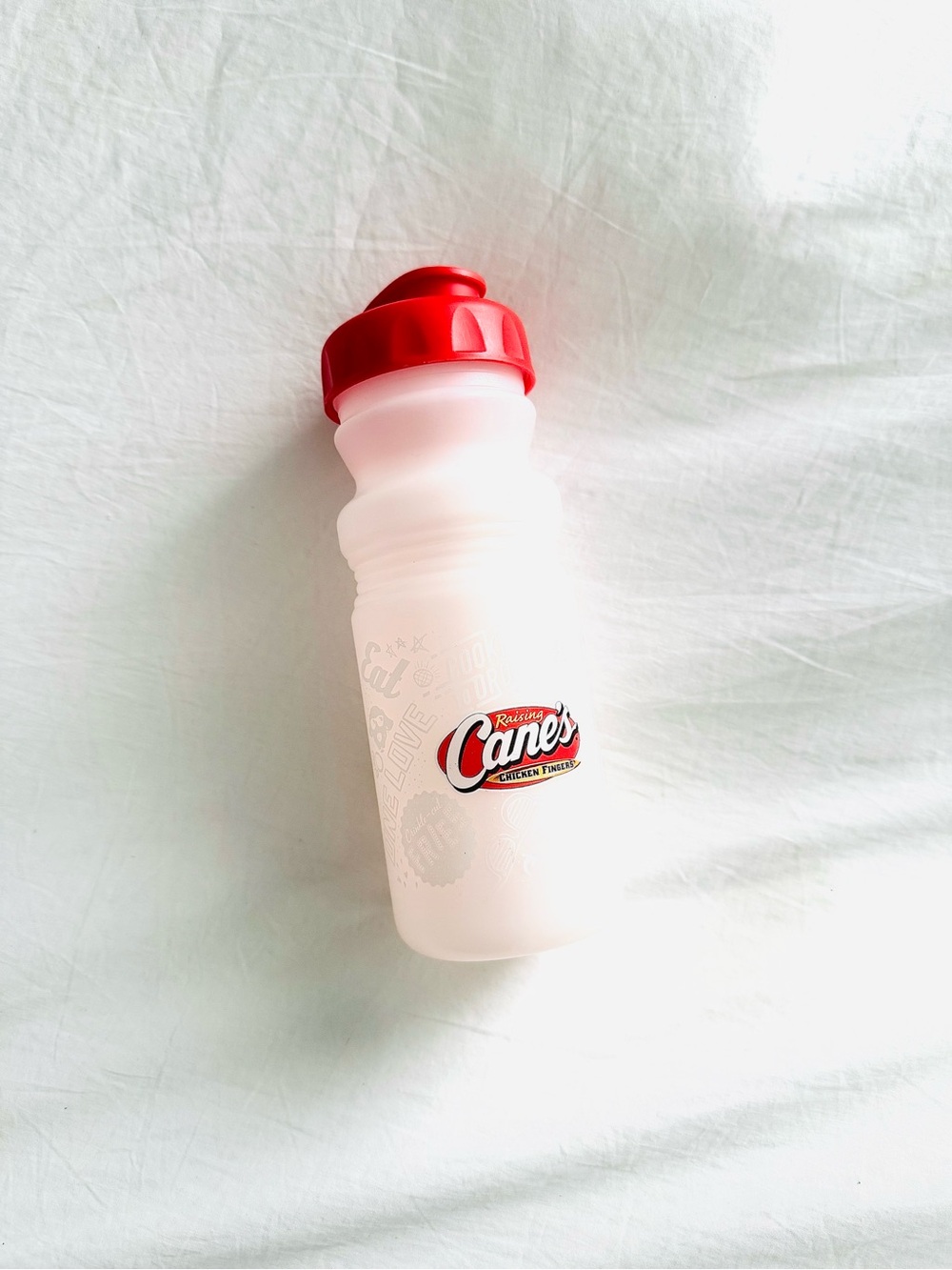 Raising Canes Water Bottle w Red Lid